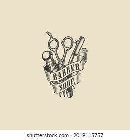 barber logo black and white vector vintage