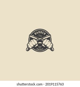 barber logo black and white vector vintage