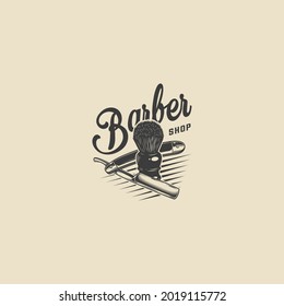 barber logo black and white vector vintage