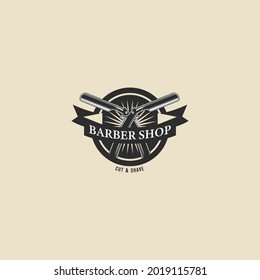 Friseur-Logo, schwarz-weißer Vektorvintage