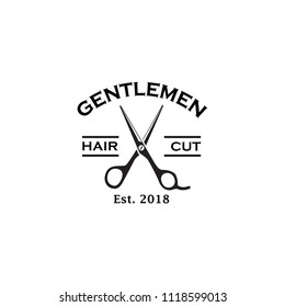 Barber logo design. Barbershop emblem. Hair cutting service. Beard shave service. Manly Salon logo template. 