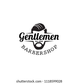 Barber logo design. Barbershop emblem. Hair cutting service. Beard shave service. Manly Salon logo template. 