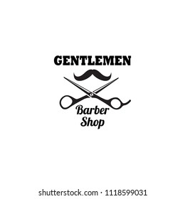 Barber logo design. Barbershop emblem. Hair cutting service. Beard shave service. Manly Salon logo template. 