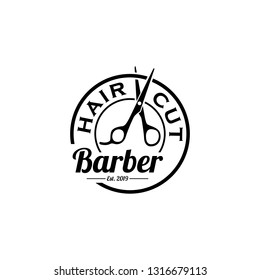 Barber logo design. Barbershop emblem. Hair cutting service. Beard shave service. Manly Salon logo template. 