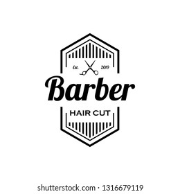 Barber logo design. Barbershop emblem. Hair cutting service. Beard shave service. Manly Salon logo template. 