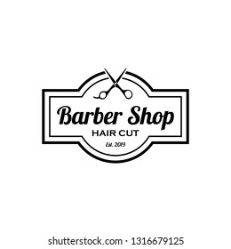 Diseño del logo de Barber. emblema de la barbería. Servicio de corte de pelo. Servicio de afeitado de barbas. Plantilla de logo de Manly Salon. 