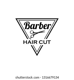 Barber logo design. Barbershop emblem. Hair cutting service. Beard shave service. Manly Salon logo template. 