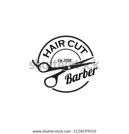 Barber logo design. Barbershop emblem. Hair cutting service. Beard shave service. Manly Salon logo template. 