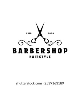 barber logo design concept vintage retro style