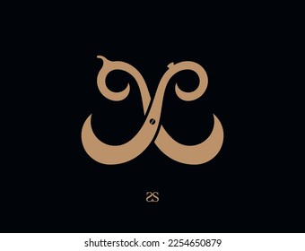 barber logo design mustache scissors
