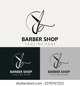 Barber Logo Design Scissor Icon Template. Modern simple design. barbers tools and barbershop. Vector Illustration