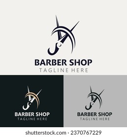 Plantilla de icono de diseño de logotipo de barbero. Diseño moderno y sencillo. herramientas de peluquería y barbería. Ilustración vectorial