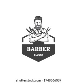 BARBER LOGO , HAIRCUT LOGO VECTOR