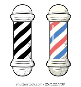 barber logo hand drawn engrave style vector art icon