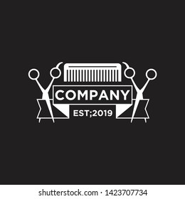 barber logo with scissors in black style