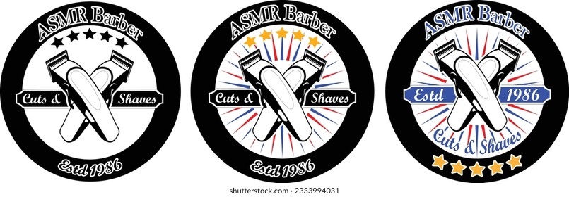 Barber logo, shop design, emblem, banner, hair clipper, hair styles