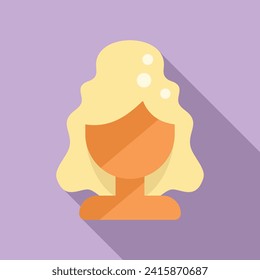 Barber long wig icon flat vector. Female fashion style. Cute wavy lady