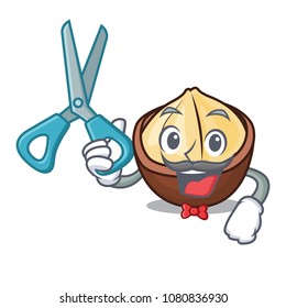 Barber macadamia character cartoon style