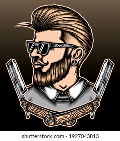 Barber man hairstyle vector. Premium vector