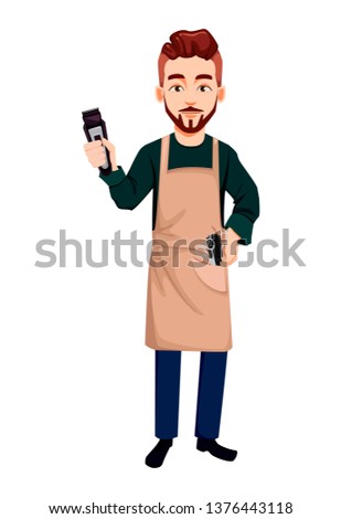 Similar – Image, Stock Photo Hairstylist holding comb in male client’s hair at salon