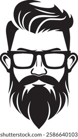 Barber man icon with glasses