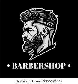 barber man logo ilustración barbershop