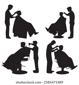 Barber Man Silhouettes Illustration Collection