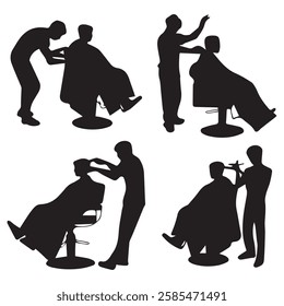 Barber Man Silhouettes Illustration Collection