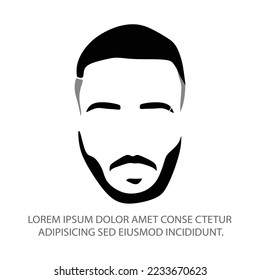 barber men's face vector design in black and white banner  