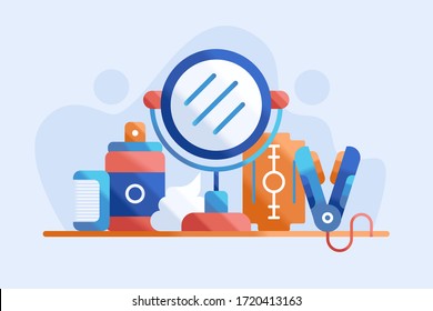 barber mirror illustration flat. hair treatment instrument vector
