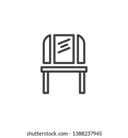 Barber mirror line icon. linear style sign for mobile concept and web design. Makeup mirror outline vector icon. Symbol, logo illustration. Pixel perfect vector graphics