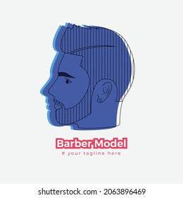 Logo de Barber Model Face Lineocut