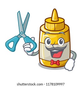 Barber mustard bottle container cartoon with no label