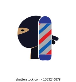 Barber Ninja Logo Icon Design