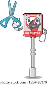 Barber no camera stuck to cartoon door
