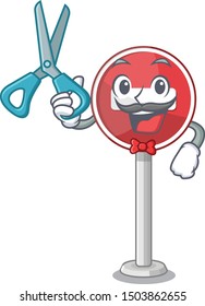 Barber no entry mascot shaped on cartoon