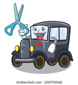 Barber old car in the shape character