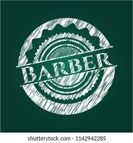 Barber on blackboard