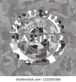 Barber on grey camo texture