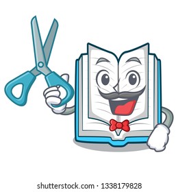 Barber opened book on the cartoon table