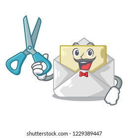 Barber opened and closed envelopes shaped cartoon