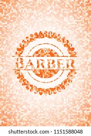 Barber orange mosaic emblem