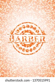 Barber orange mosaic emblem