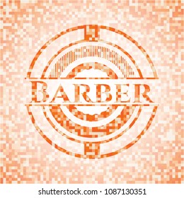  Barber orange mosaic emblem with background