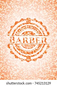 Barber orange mosaic emblem with background