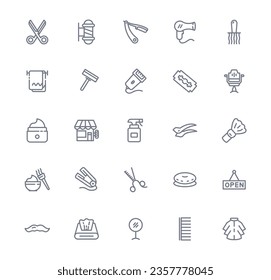 Barber Outline Icon Vector Illustration Collection. Perfect for a website, a mobile app, or any other design project related to barbershops.