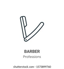 Barber outline vector icon. Thin line black barber icon, flat vector simple element illustration from editable professions concept isolated on white background
