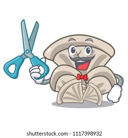 Barber oyster mushroom character cartoon