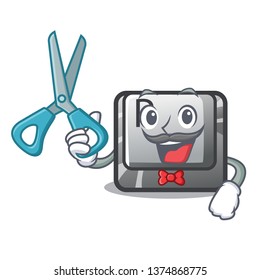Barber P button installed on cartoon computer