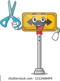 Barber pass on either side isolated cartoon